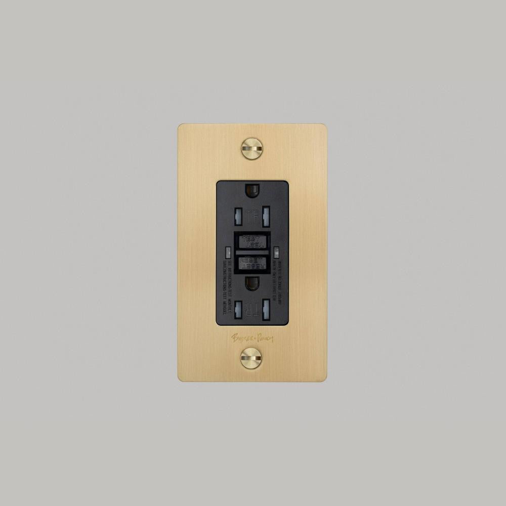 Buster + Punch 1G Metal Duplex Gfci Outlet, With Logo, Brass