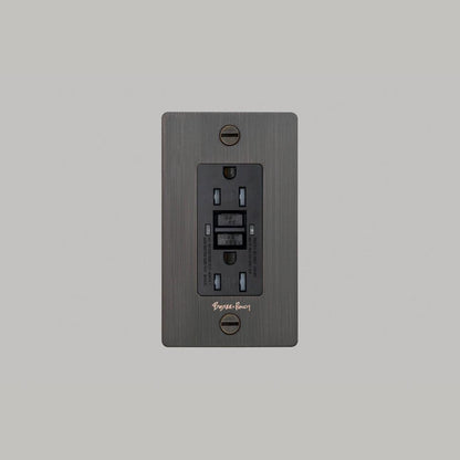 Buster + Punch 1G Metal Duplex Gfci Outlet, With Logo, Smoked Bronze