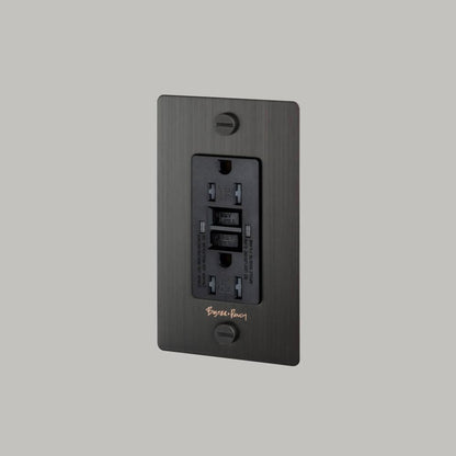 Buster + Punch 1G Metal Duplex Gfci Outlet, With Logo, Smoked Bronze