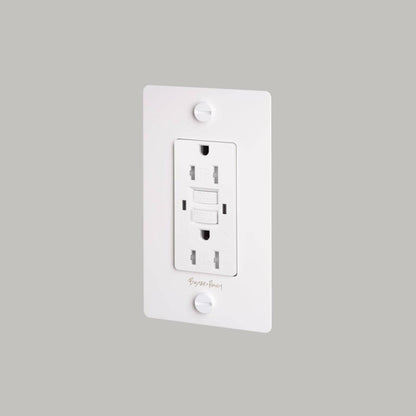 Buster + Punch 1G Metal Duplex Gfci Outlet, With Logo, White