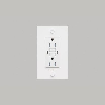 Buster + Punch 1G Metal Duplex Gfci Outlet, With Logo, White