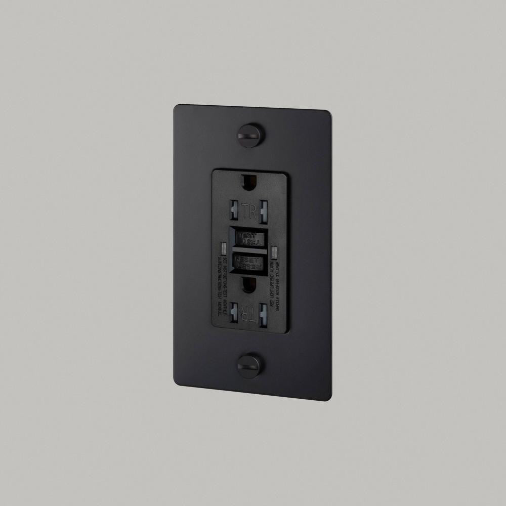 Buster + Punch 1G Metal Duplex Gfci Outlet, Without Logo, Black