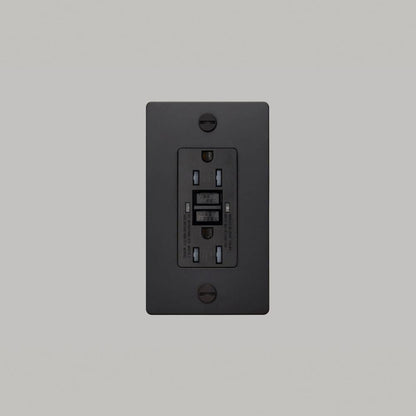 Buster + Punch 1G Metal Duplex Gfci Outlet, Without Logo, Black
