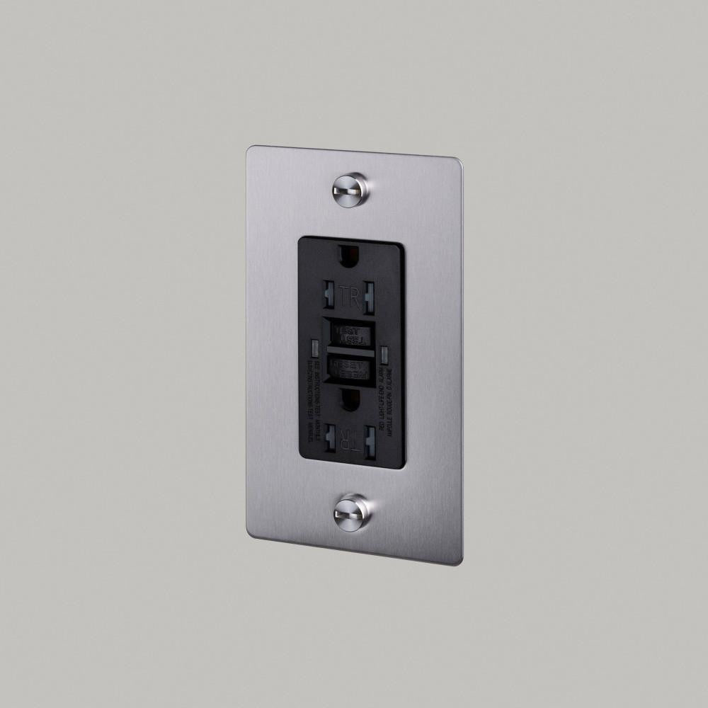 Buster + Punch 1G Metal Duplex Gfci Outlet, Without Logo, Steel