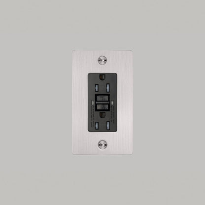 Buster + Punch 1G Metal Duplex Gfci Outlet, Without Logo, Steel