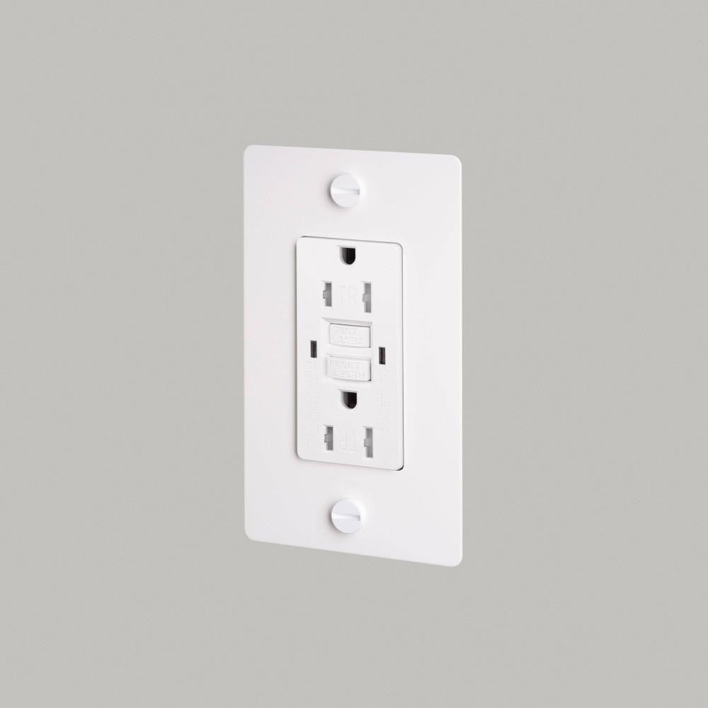 Buster + Punch 1G Metal Duplex Gfci Outlet, Without Logo, White