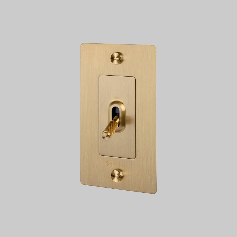 Buster + Punch 1G Toggle Switch, Logo, Brass