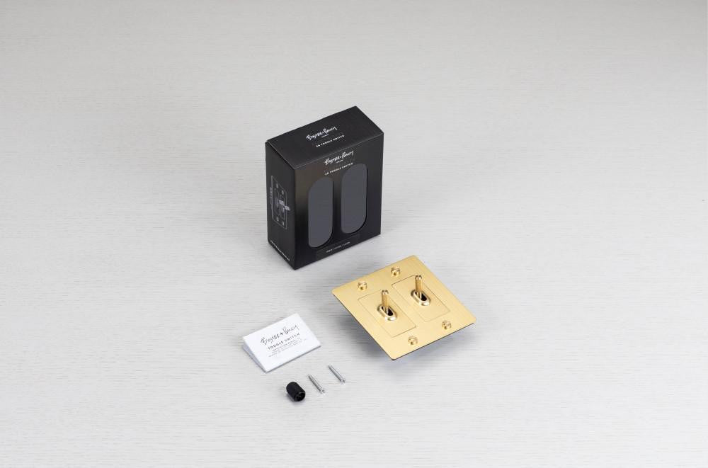 Buster + Punch 2G Toggle Switch, Logo, Brass