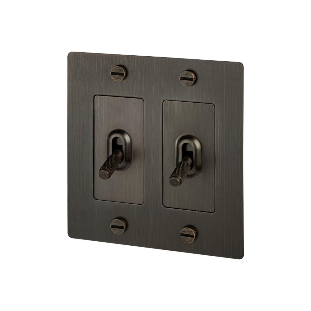 Buster + Punch Buster + Punch 2-Gang Toggle Switch Smoked Bronze