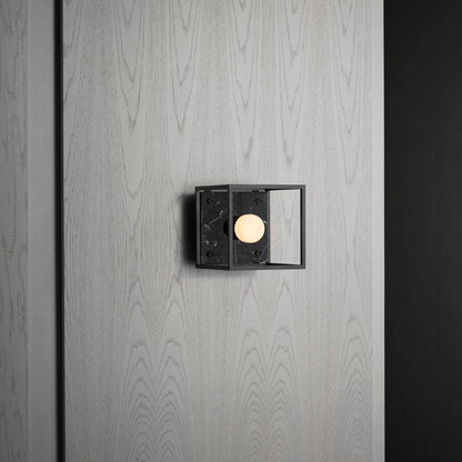 Buster + Punch Caged Wall Sconce, Small, Black Marble