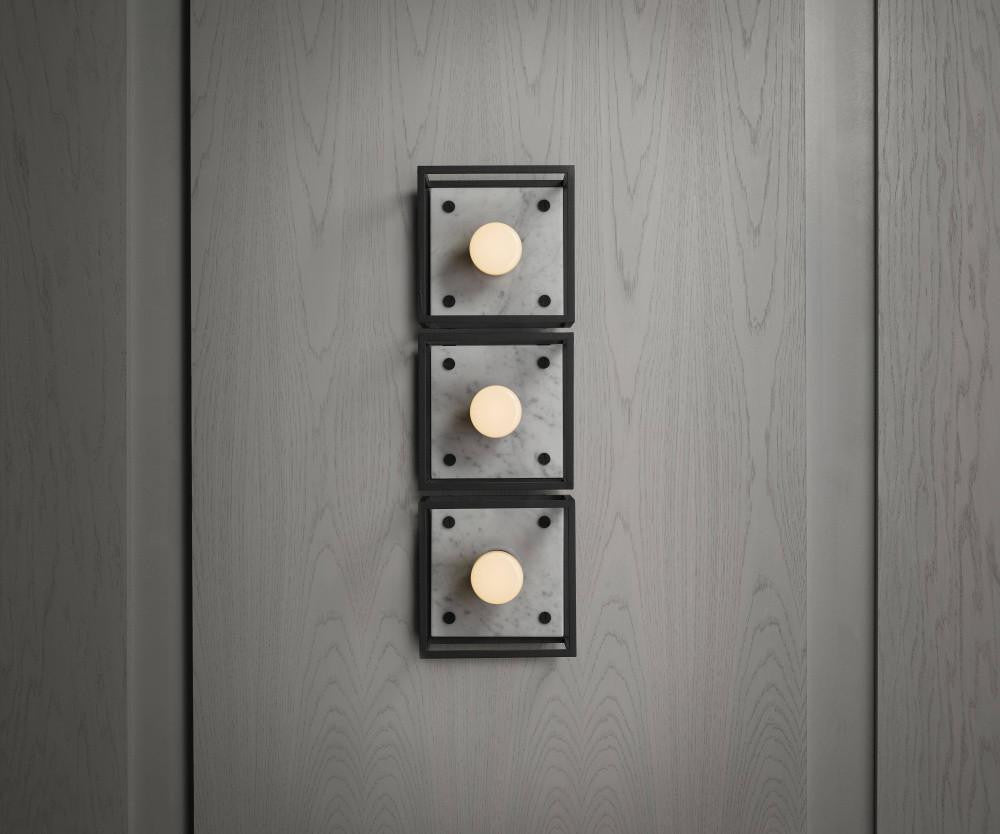 Buster + Punch Caged Wall Sconce, Small, White Marble