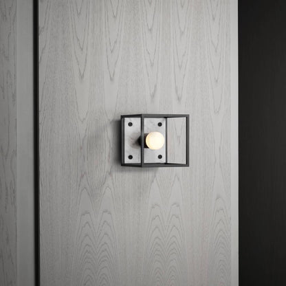 Buster + Punch Caged Wall Sconce, Small, White Marble