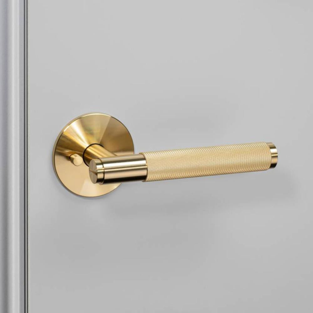 Buster + Punch Door Handle, Conventional, Privacy, Cross, Brass