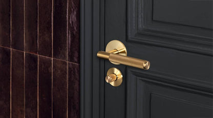 Buster + Punch Door Handle, Conventional, Privacy, Cross, Brass