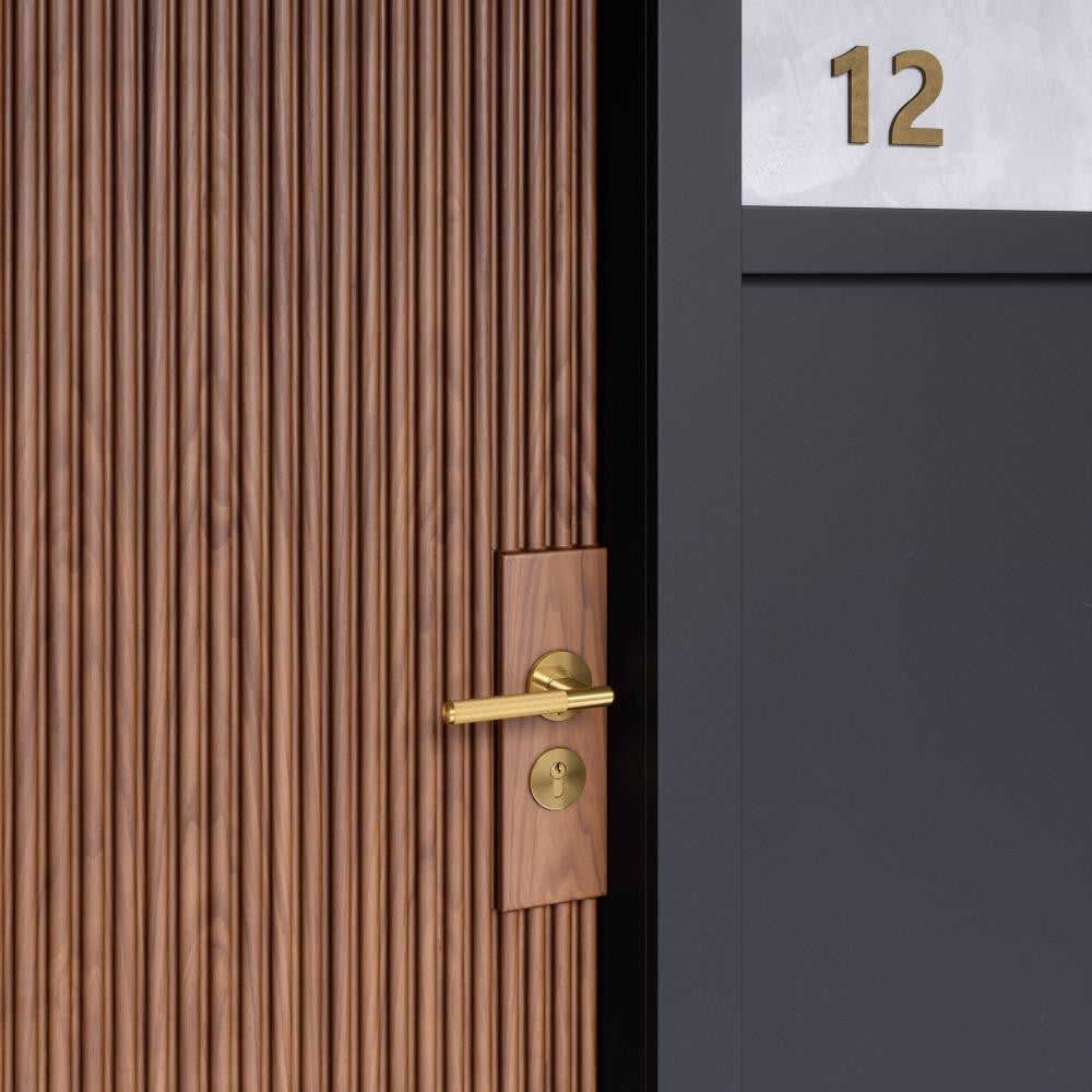 Buster + Punch Door Handle, Passage, Linear, Brass