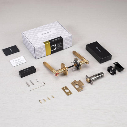Buster + Punch Door Handle, Passage, Linear, Brass