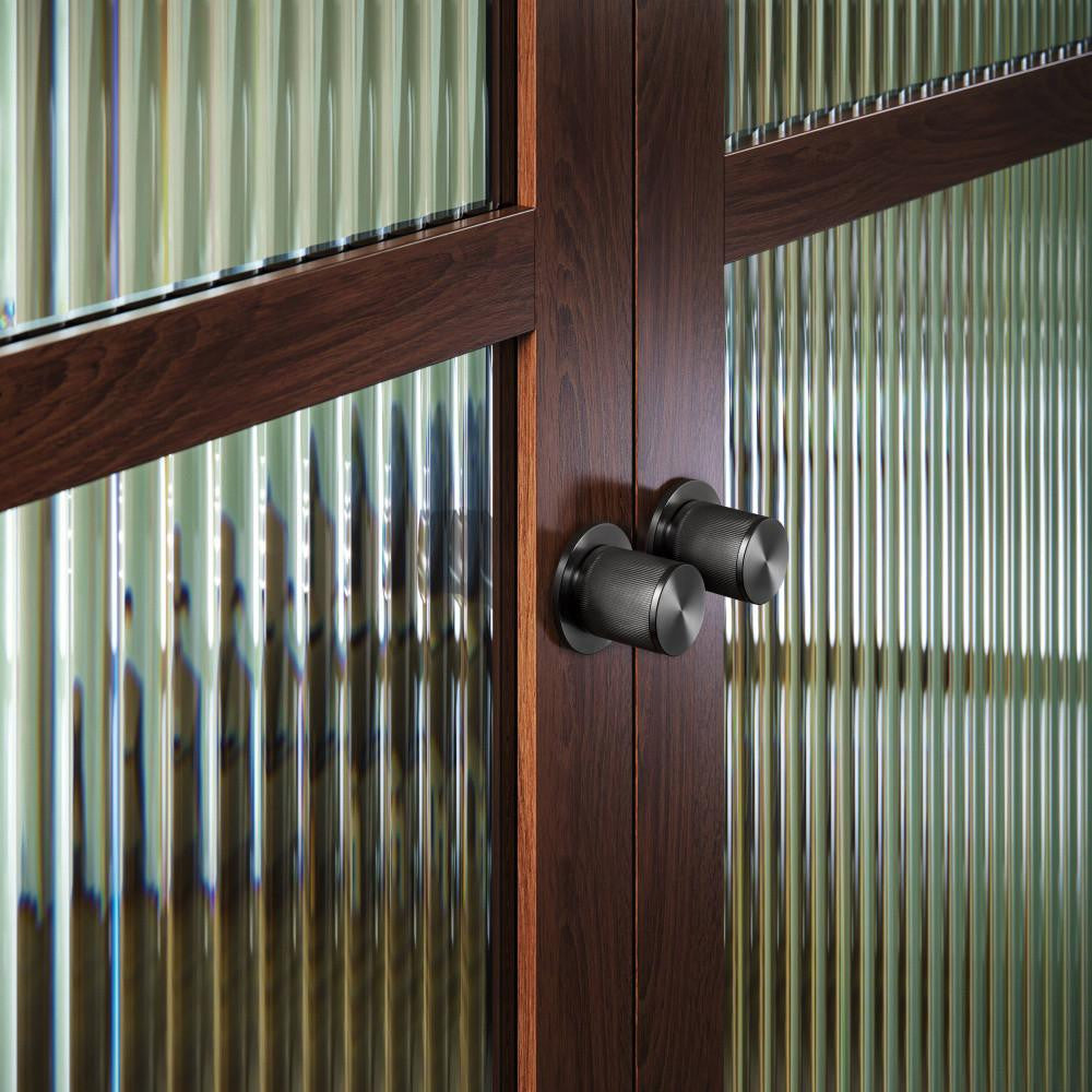 Buster + Punch Door Knob, Pre-Drilled, Passage, Linear, Gun Metal
