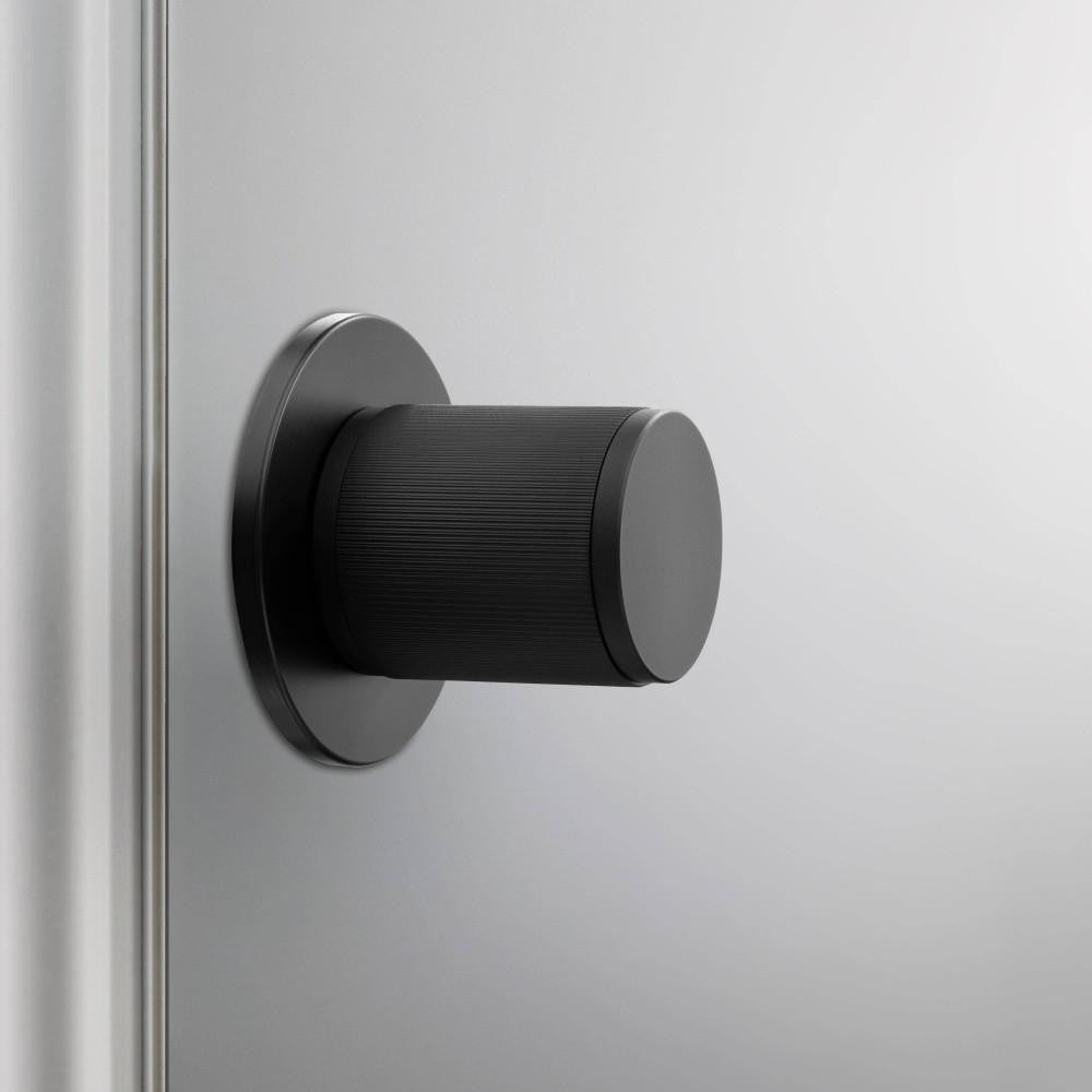 Buster + Punch Door Knob, Pre-Drilled, Passage, Linear, Welders Black