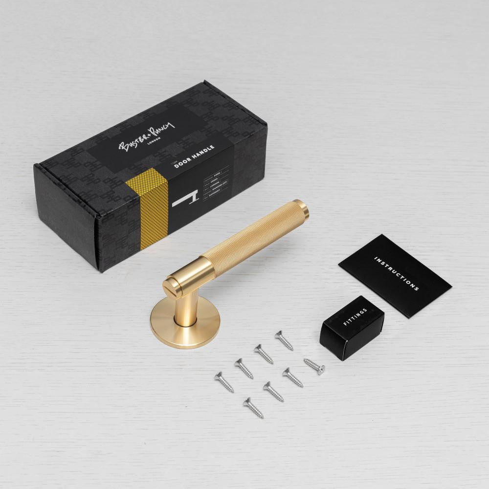 Buster + Punch Fixed Door Handle, Single-Sided, Cross, Brass