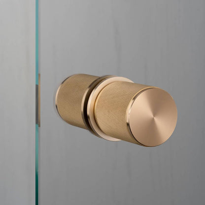 Buster + Punch Fixed Door Knob, Double-Sided, Cross, Brass