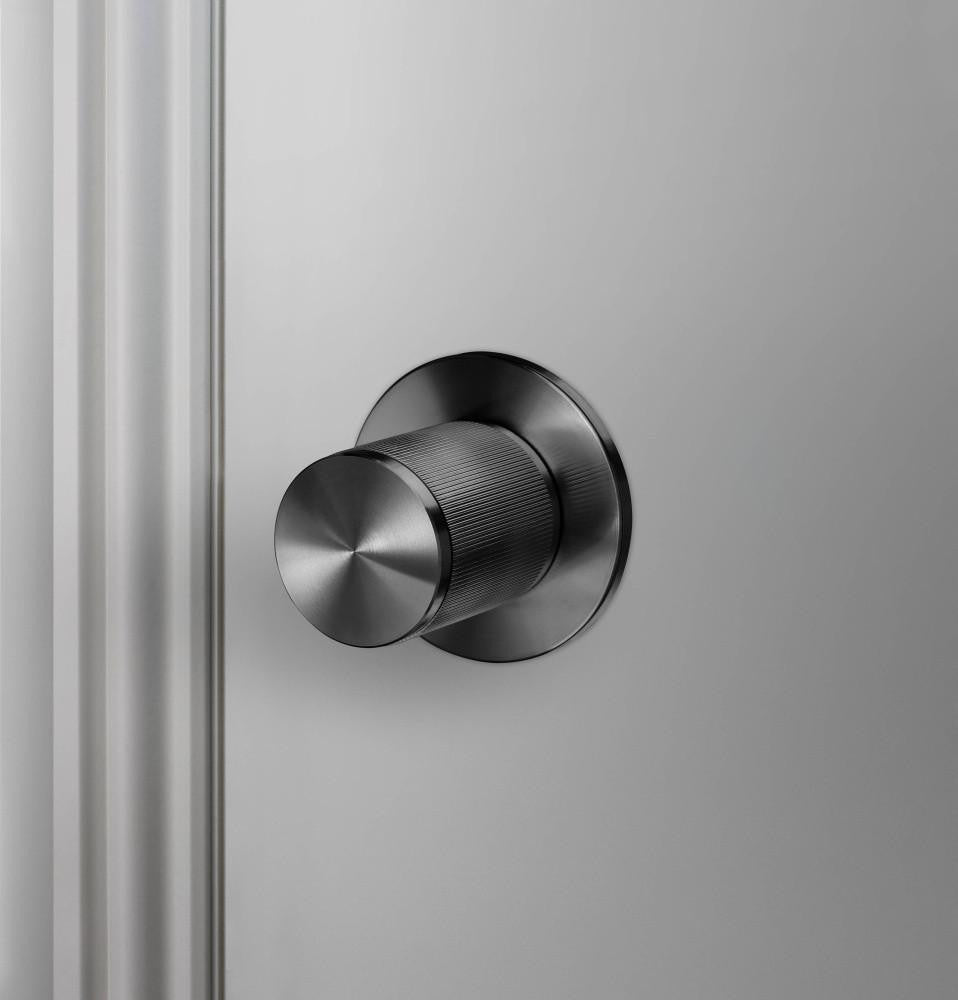 Buster + Punch Fixed Door Knob, Double-Sided, Linear, Gun Metal