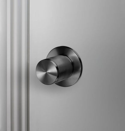 Buster + Punch Fixed Door Knob, Double-Sided, Linear, Gun Metal