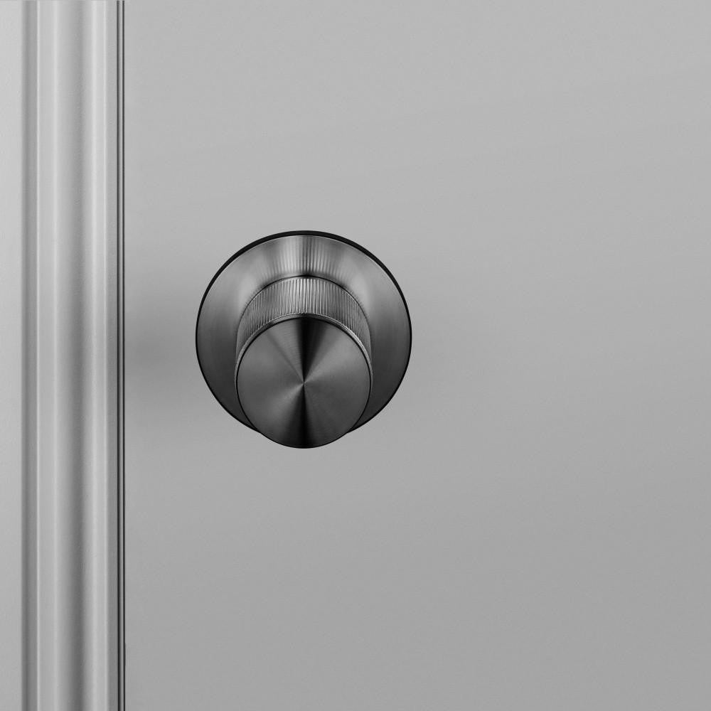 Buster + Punch Fixed Door Knob, Double-Sided, Linear, Gun Metal