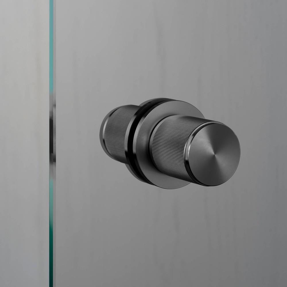 Buster + Punch Fixed Door Knob, Double-Sided, Linear, Gun Metal