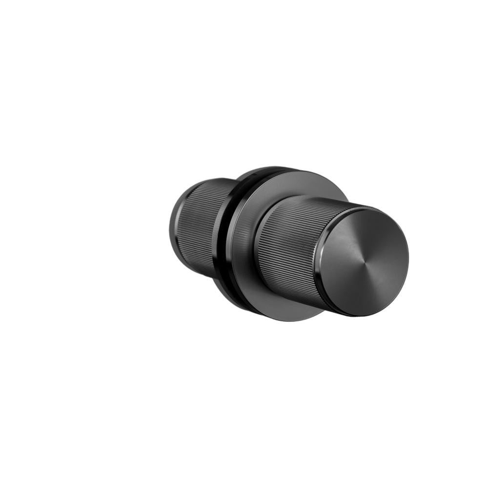 Buster + Punch Fixed Door Knob, Double-Sided, Linear Gun Metal
