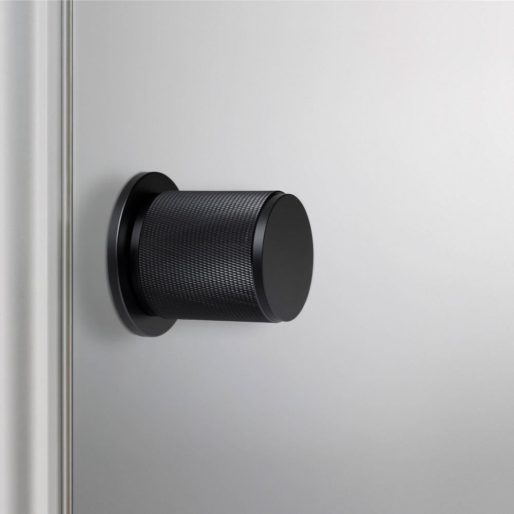 Buster + Punch Fixed Door Knob, Single-Sided, Cross, Black
