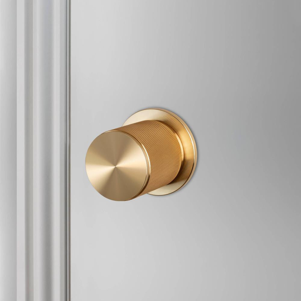 Buster + Punch Fixed Door Knob, Single-Sided, Cross, Brass