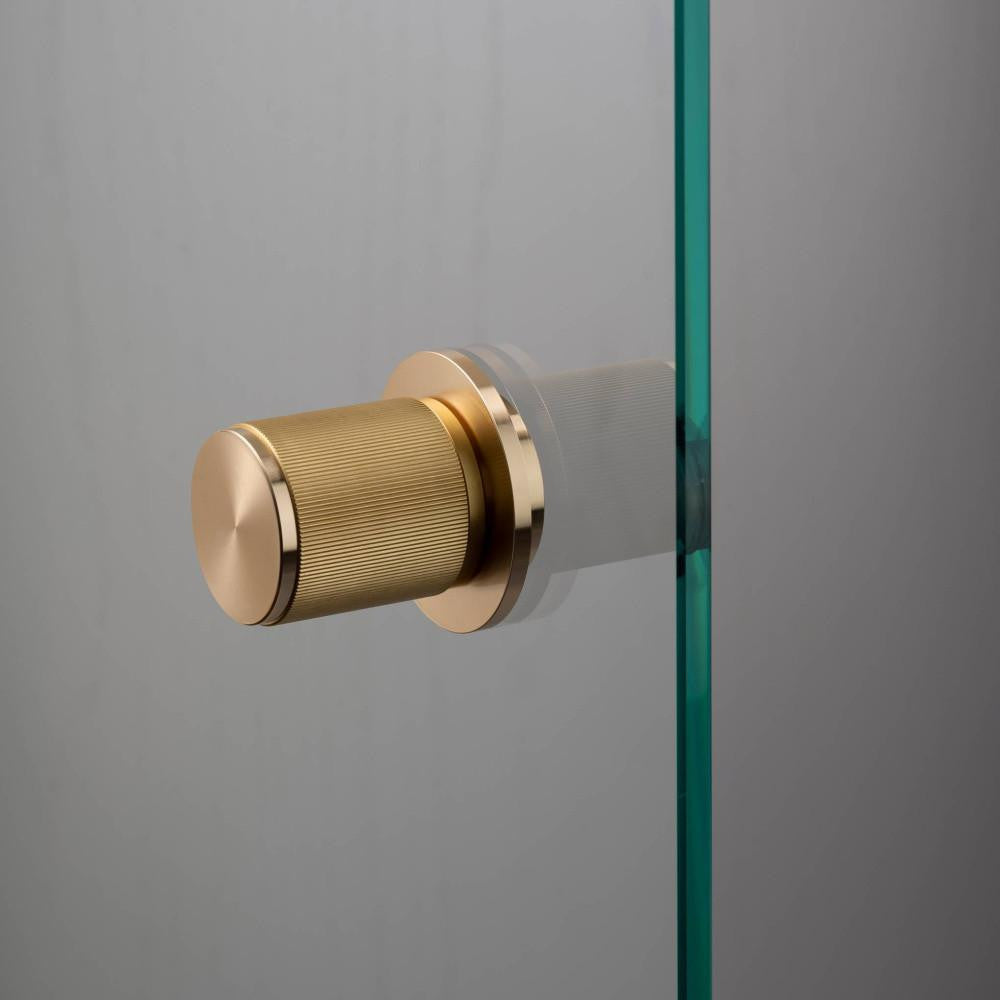 Buster + Punch Fixed Door Knob, Single-Sided, Linear, Brass