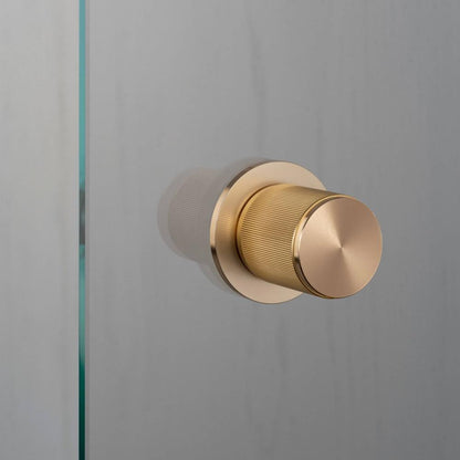 Buster + Punch Fixed Door Knob, Single-Sided, Linear, Brass