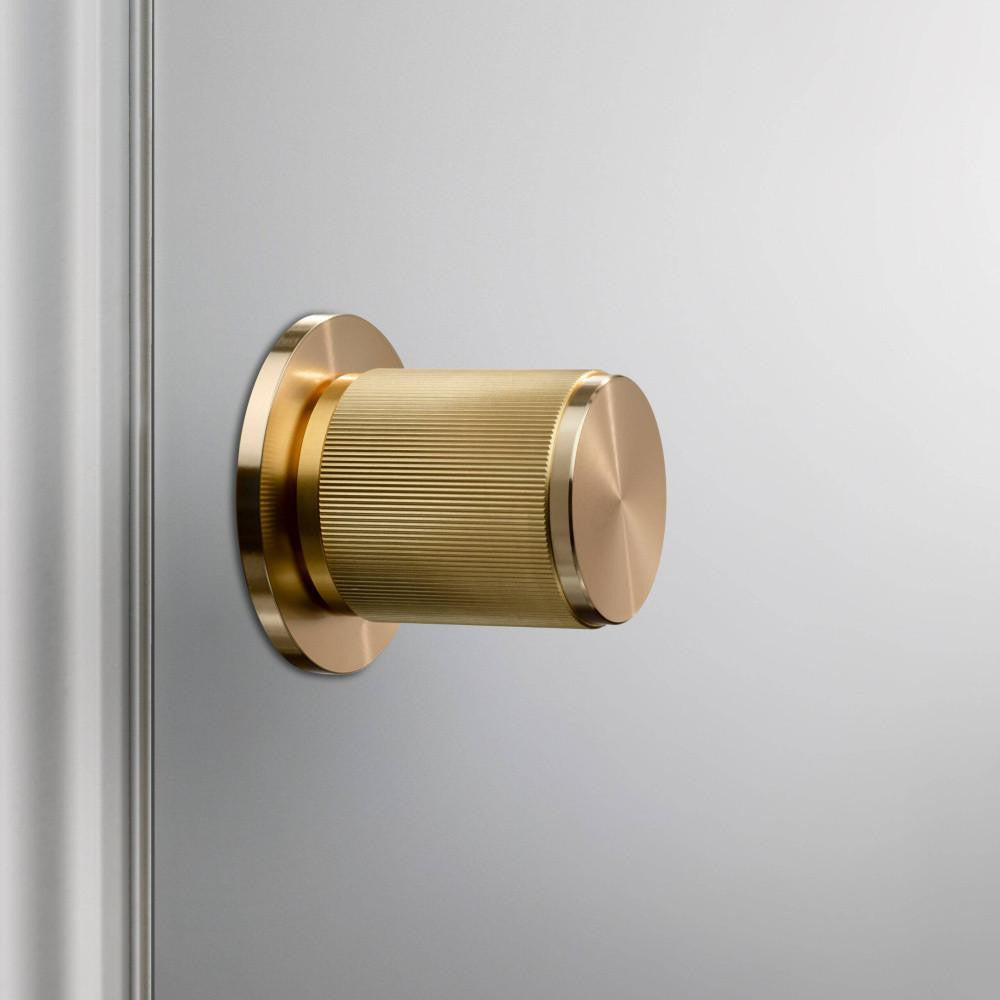 Buster + Punch Fixed Door Knob, Single-Sided, Linear, Brass