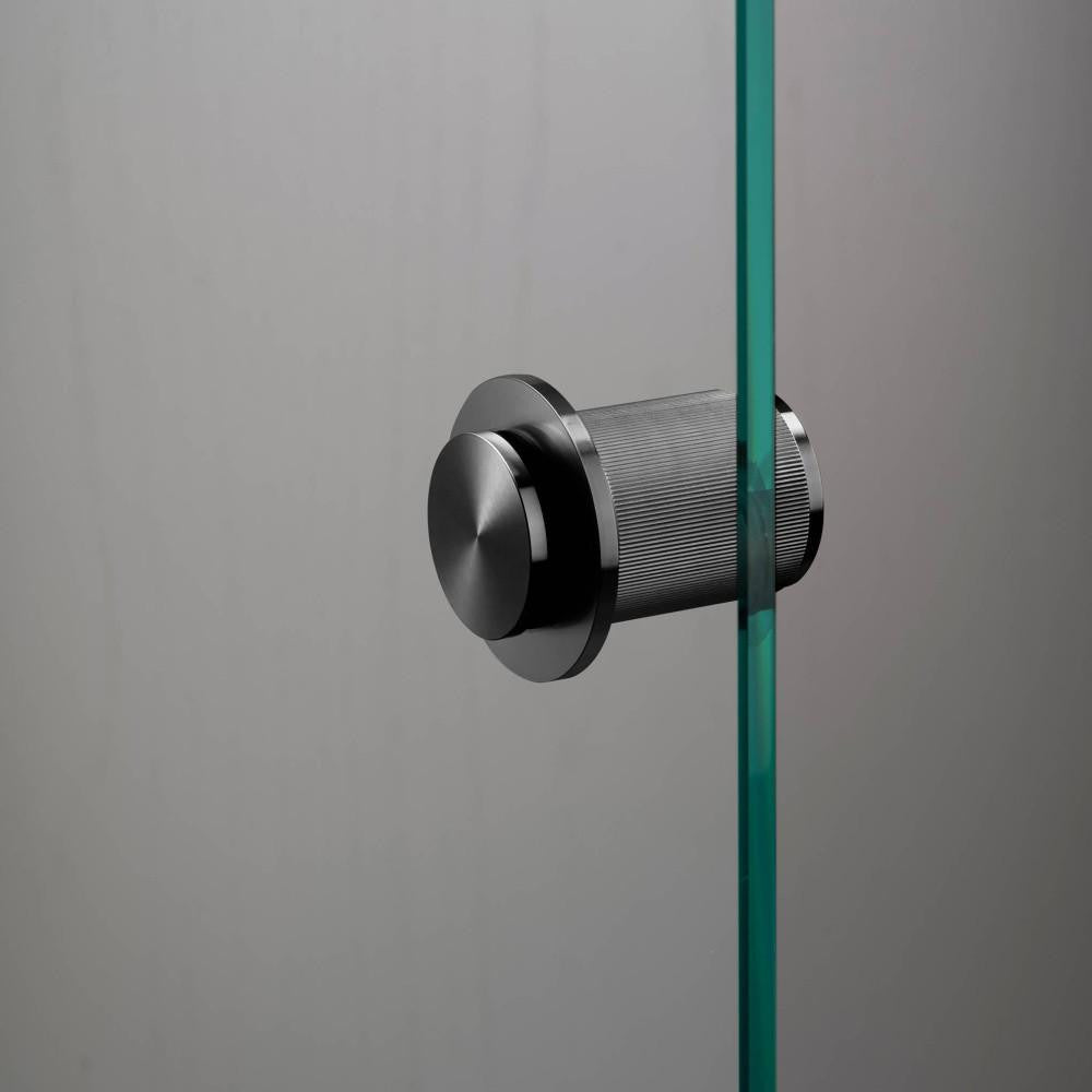 Buster + Punch Fixed Door Knob, Single-Sided, Linear, Gun Metal