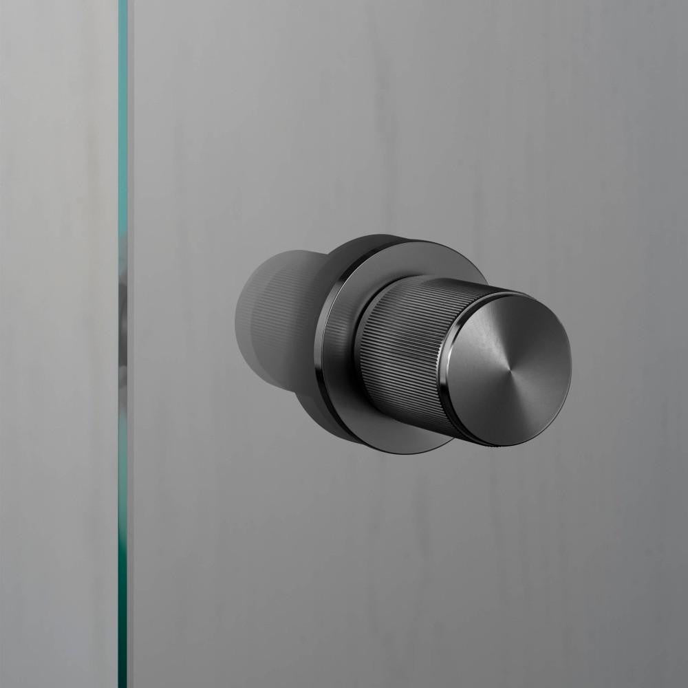 Buster + Punch Fixed Door Knob, Single-Sided, Linear, Gun Metal