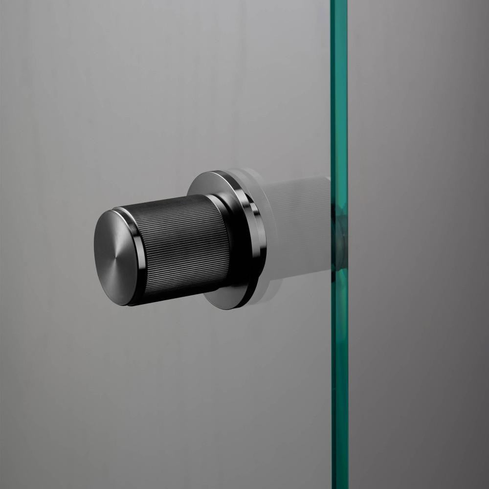 Buster + Punch Fixed Door Knob, Single-Sided, Linear, Gun Metal