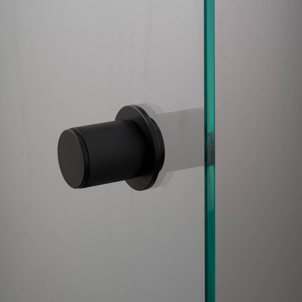 Buster + Punch Fixed Door Knob, Single-Sided, Linear, Welders Black
