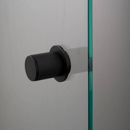 Buster + Punch Fixed Door Knob, Single-Sided, Linear, Welders Black