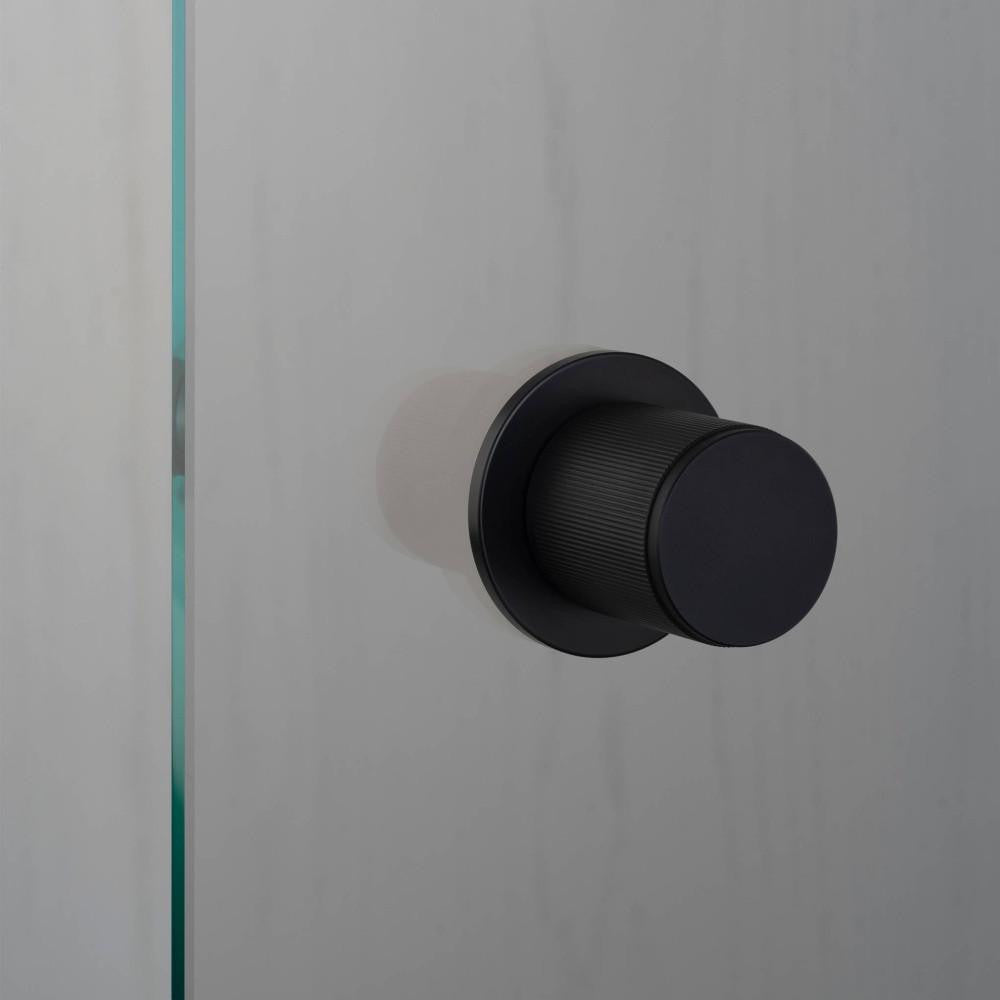 Buster + Punch Fixed Door Knob, Single-Sided, Linear, Welders Black