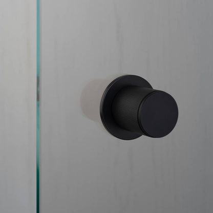 Buster + Punch Fixed Door Knob, Single-Sided, Linear, Welders Black