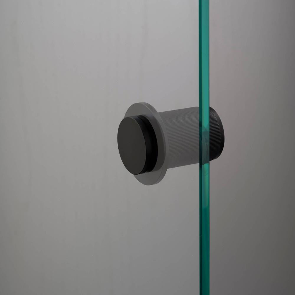 Buster + Punch Fixed Door Knob, Single-Sided, Linear, Welders Black