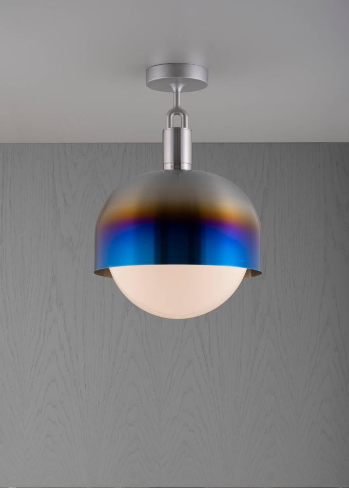 Buster + Punch Forked Ceiling, Shade, Globe, Opal, Large, Burnt Steel