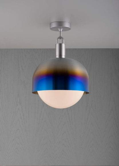Buster + Punch Forked Ceiling, Shade, Globe, Opal, Large, Burnt Steel