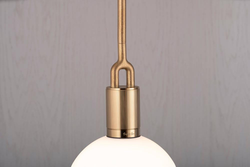 Buster + Punch Forked Pendant, Globe, Opal, Large, Brass