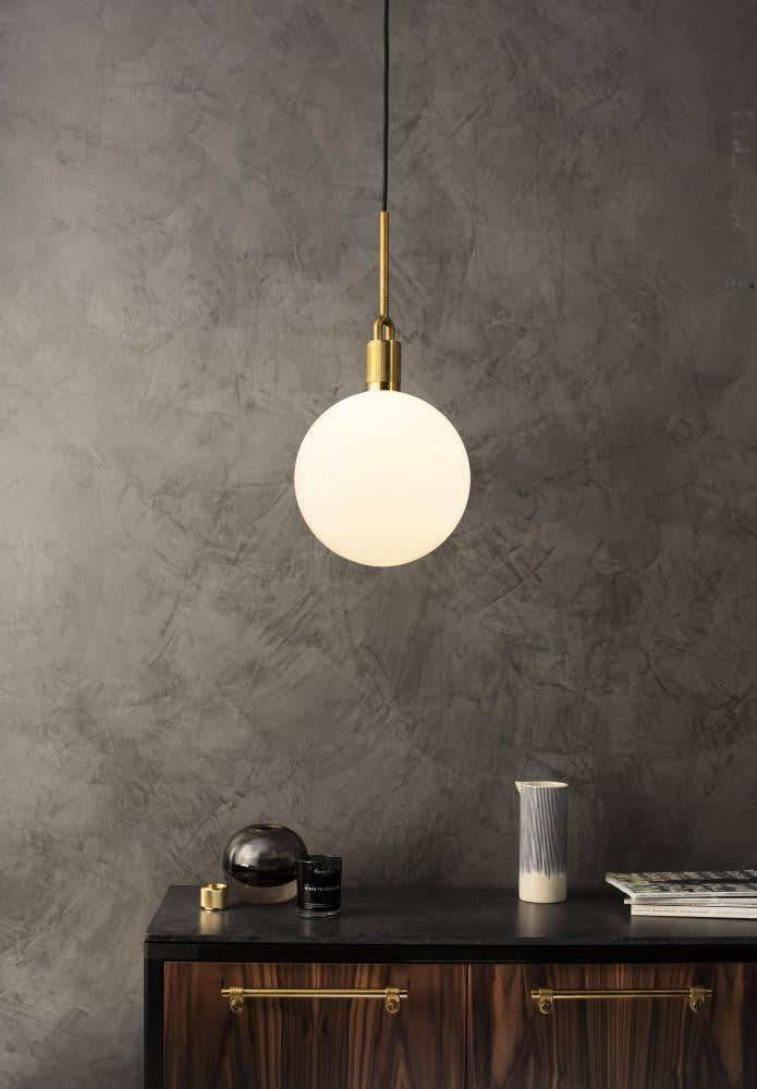 Buster + Punch Forked Pendant, Globe, Opal, Large, Brass