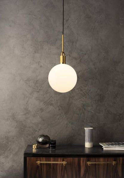 Buster + Punch Forked Pendant, Globe, Opal, Large, Brass
