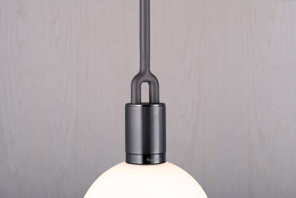 Buster + Punch Forked Pendant, Globe, Opal, Large, Gun Metal