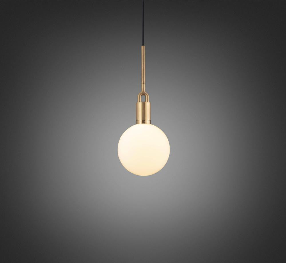 Buster + Punch Forked Pendant, Globe, Opal, Medium, Brass