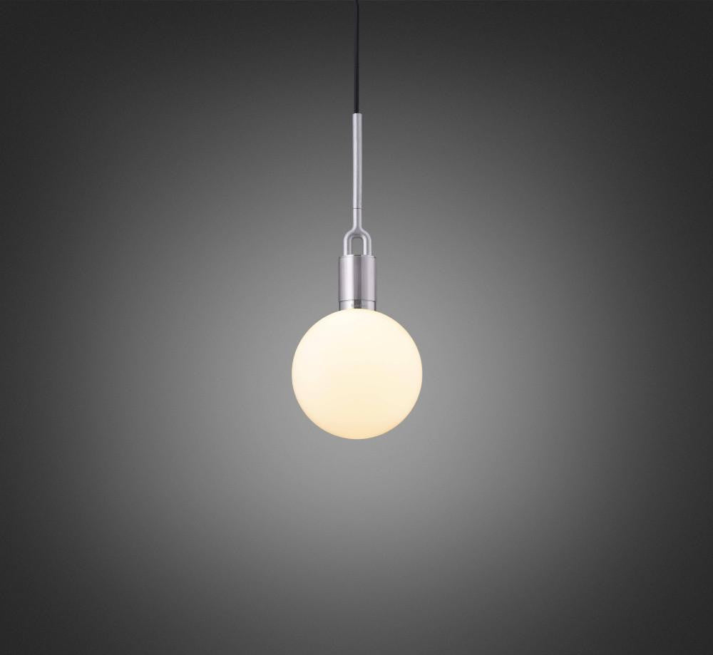 Buster + Punch Forked Pendant, Globe, Opal, Medium, Steel